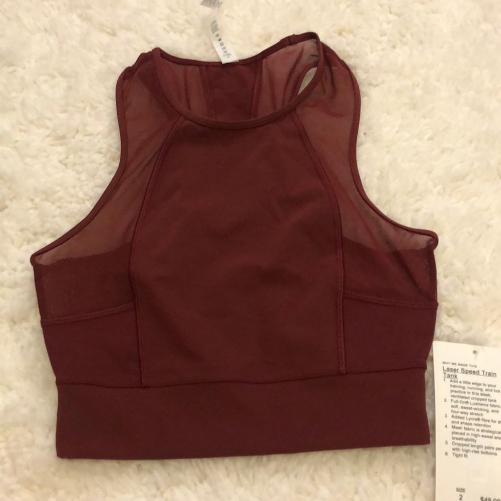 Lululemon laser speed train tank size 2 NWT
